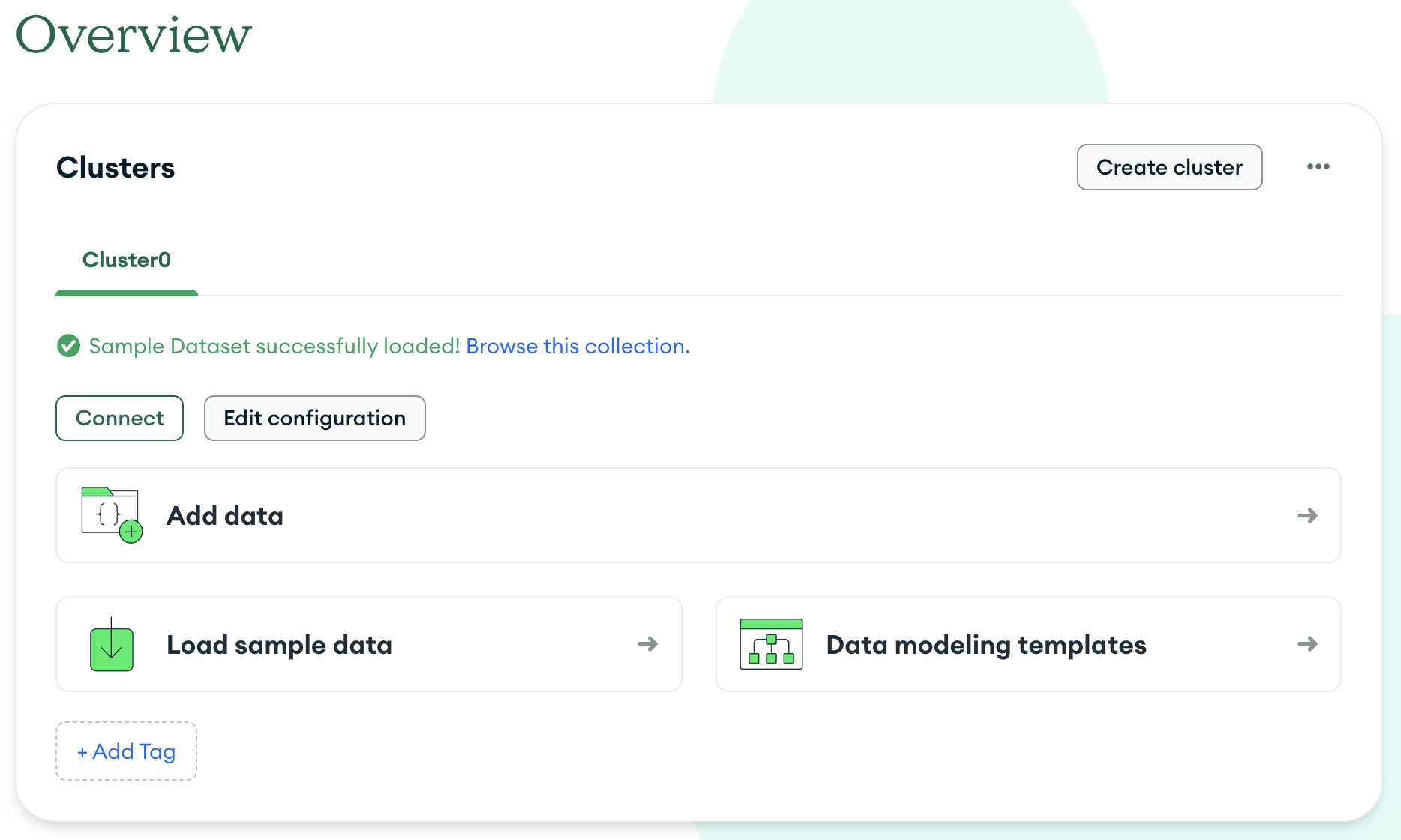 Screenshot of the database deployment screen