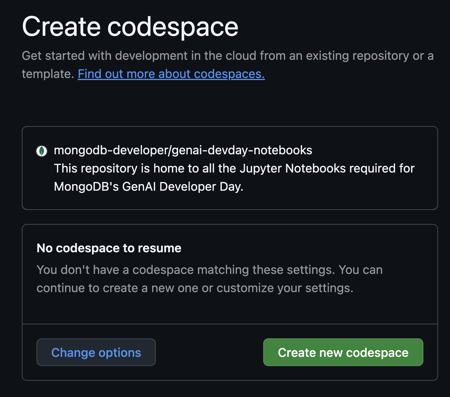 Start a codespace