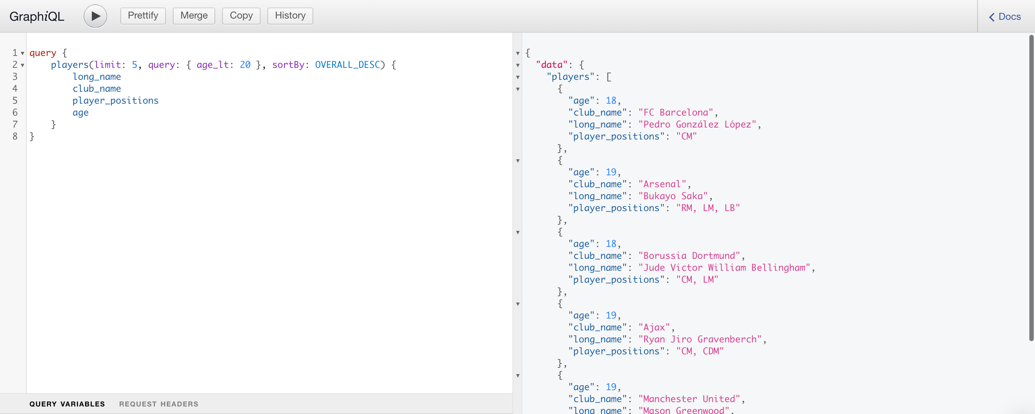 GraphiQL editor on the GraphQL page in App Services