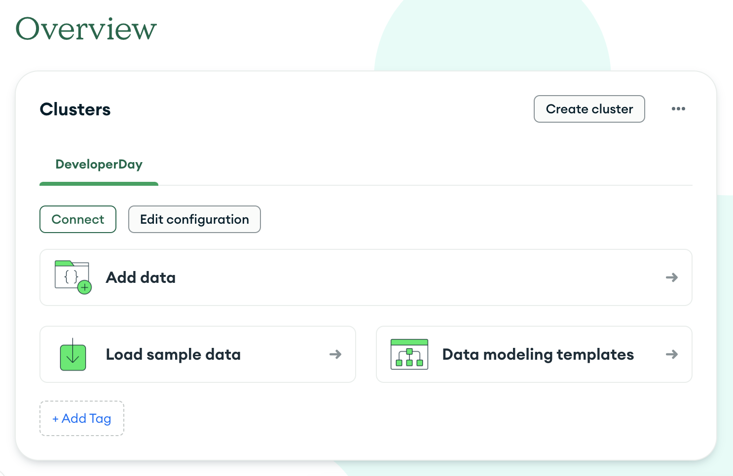 Screenshot of the database deployment screen