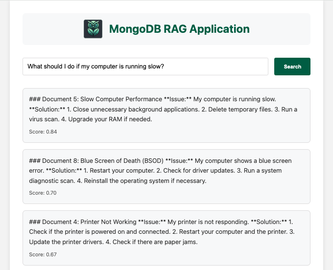 MongoDB RAG Application Interface