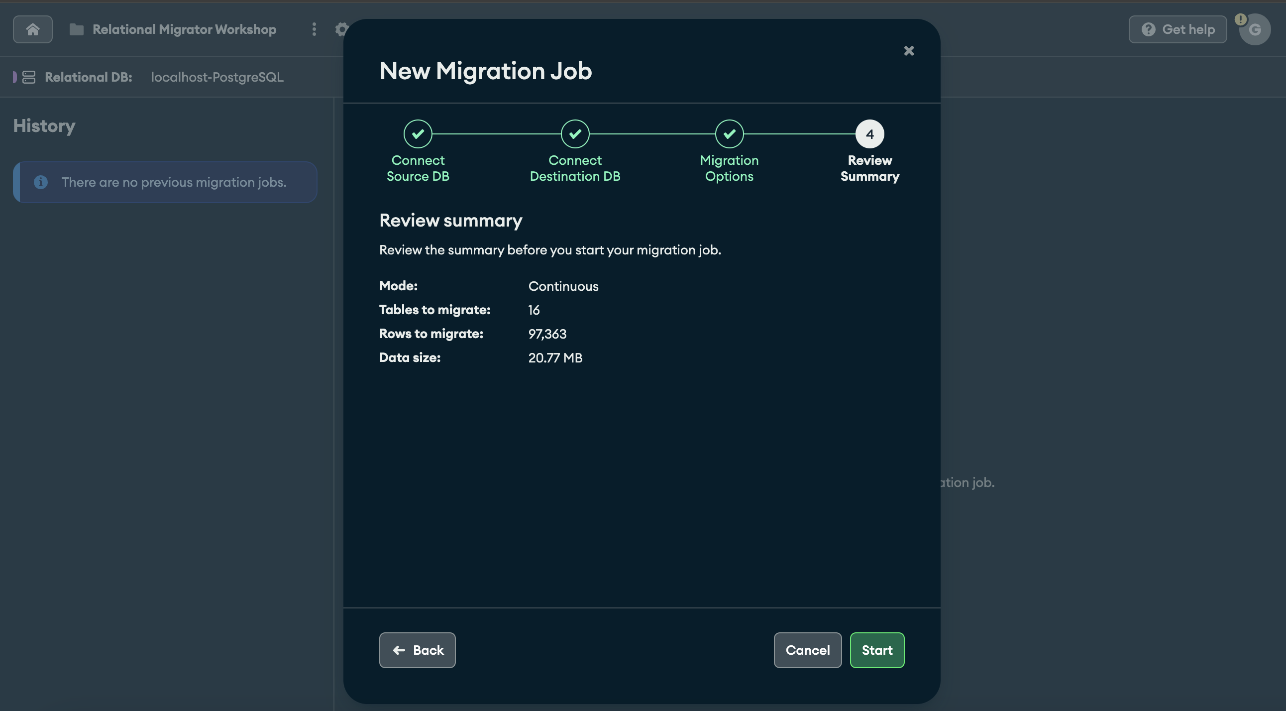 Screenshot of the connect modal