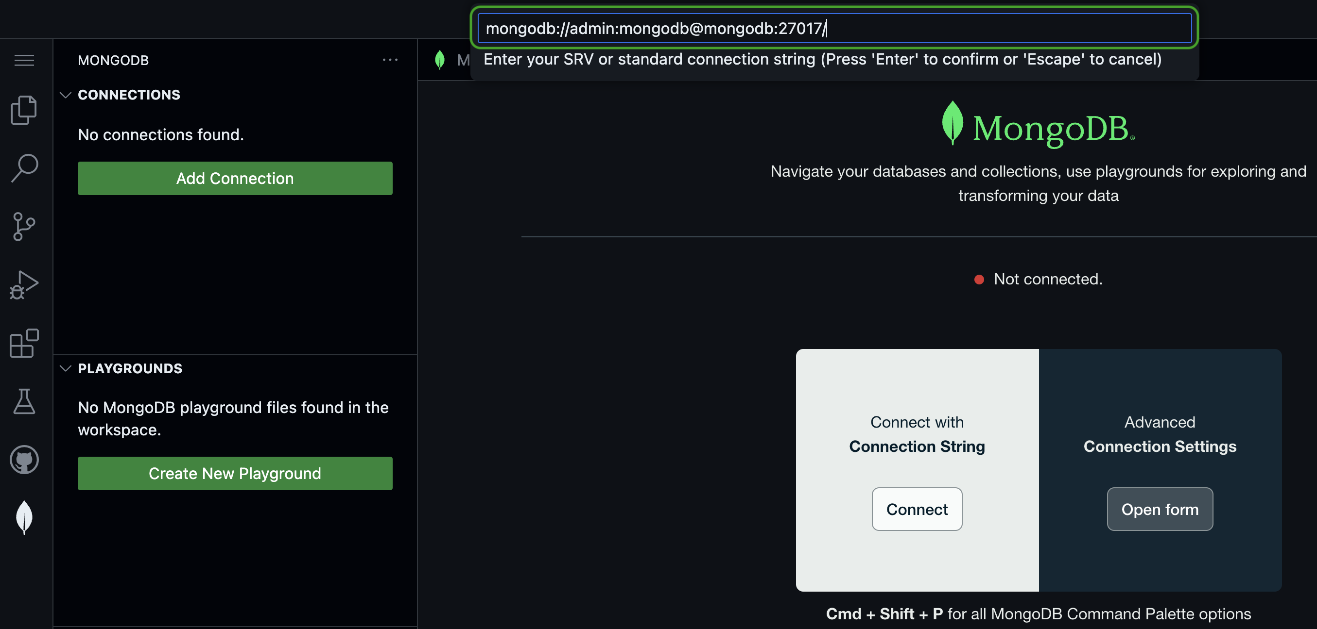 Enter connection string